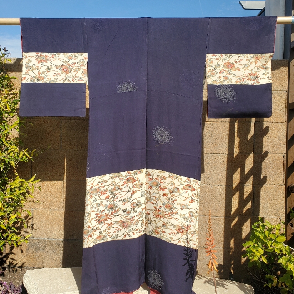 VINTAGE JAPANESE HANDSTITCHED TRADITIONAL SILK KIMONO - Picture 3 of 4